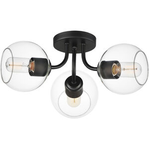 Knox 3 Light 18 inch Black Semi-Flush Mount Ceiling Light