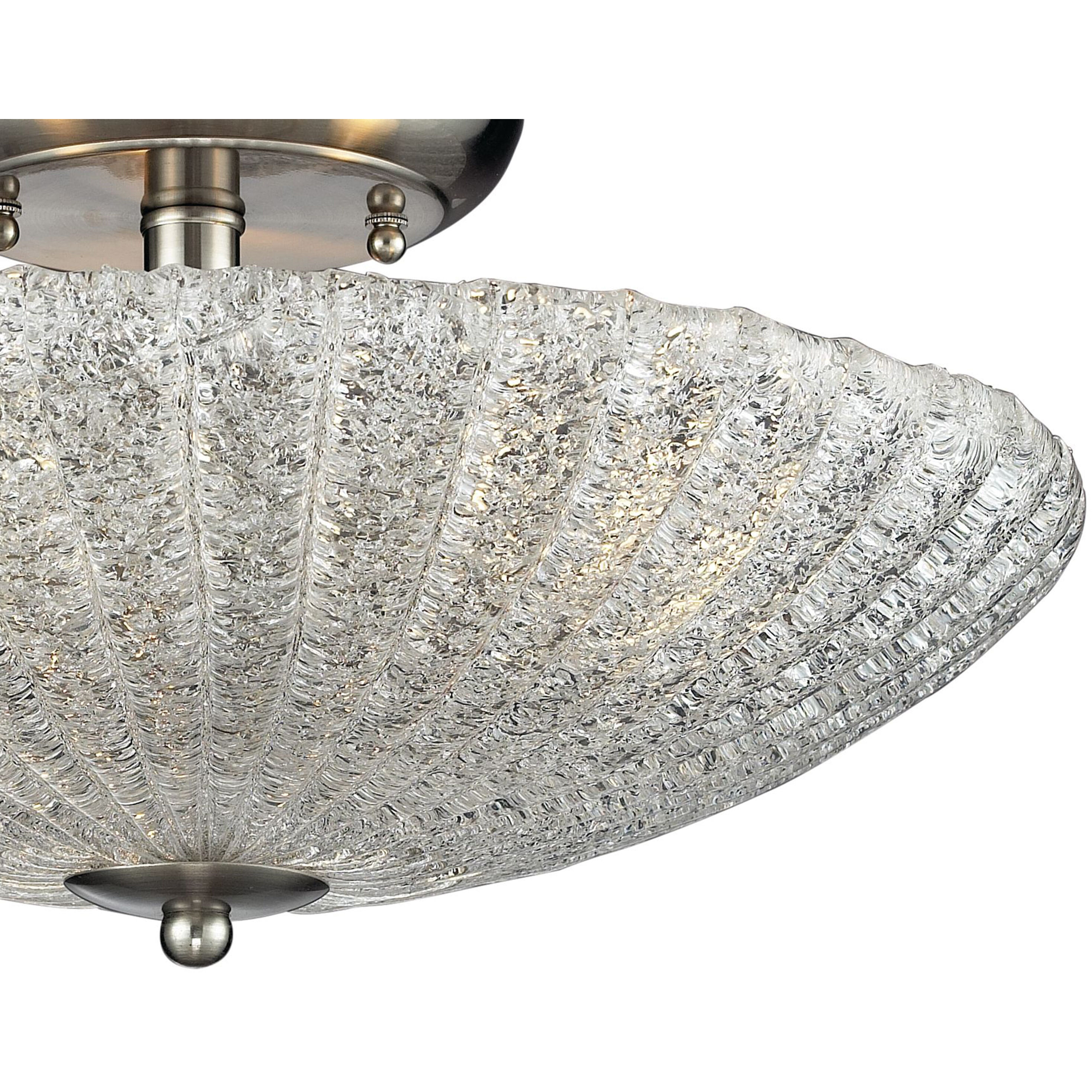 Luminese 3 Light 16 inch Satin Nickel with Clear Semi Flush Mount Ceiling Light