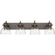 Hines 4 Light 34.5 inch Rubbed Bronze Bath Vanity Light Wall Light in Seeded Glass