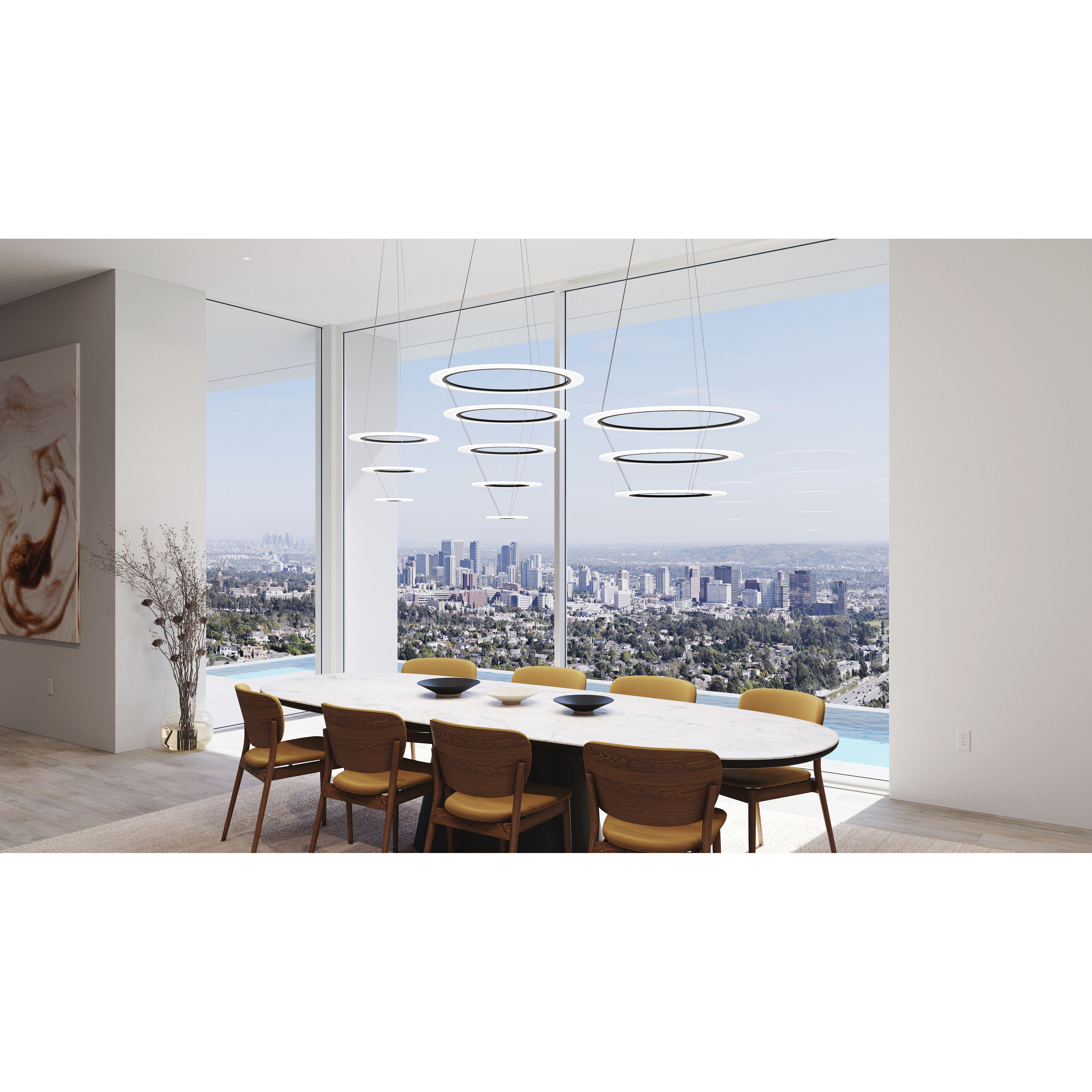 Arctic Rings LED 37.25 inch Satin Black Ring Pendant Ceiling Light