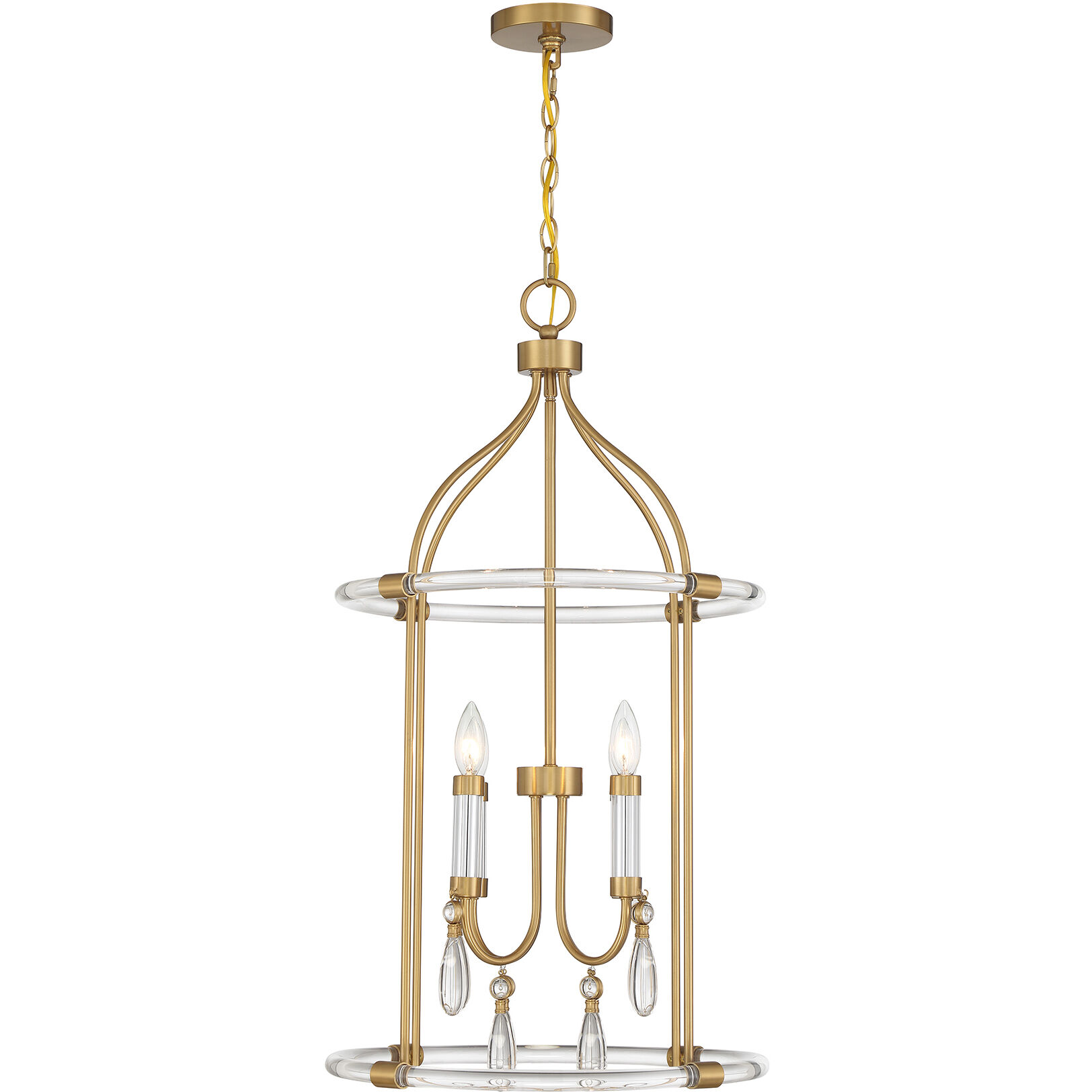 Mayfair 4 Light 18 inch Warm Brass with Chrome Accents Pendant Ceiling Light