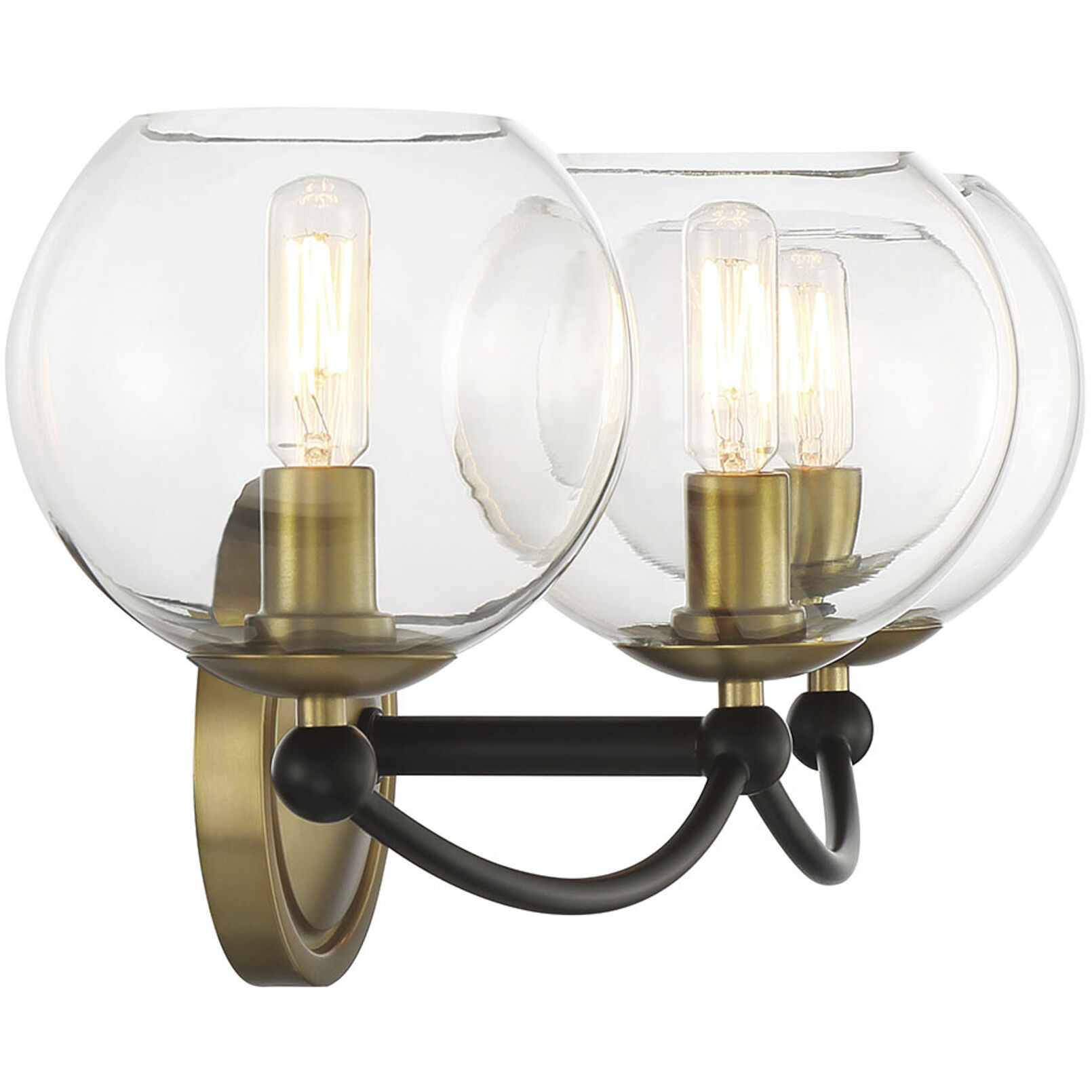 Vantage Kearney Park 2 Light 14 inch Coal and Soft Brass Bath Vanity Wall Light