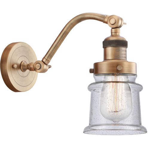 Franklin Restoration Small Canton 1 Light 7 inch Brushed Brass Sconce Wall Light in Seedy Glass, Franklin Restoration