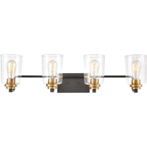Moore 4 Light 32 inch Matte Black with Brushed Brass Vanity Light Wall Light