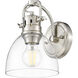 Yep Duncan Vanity Wall Light in Pewter, Clear Glass