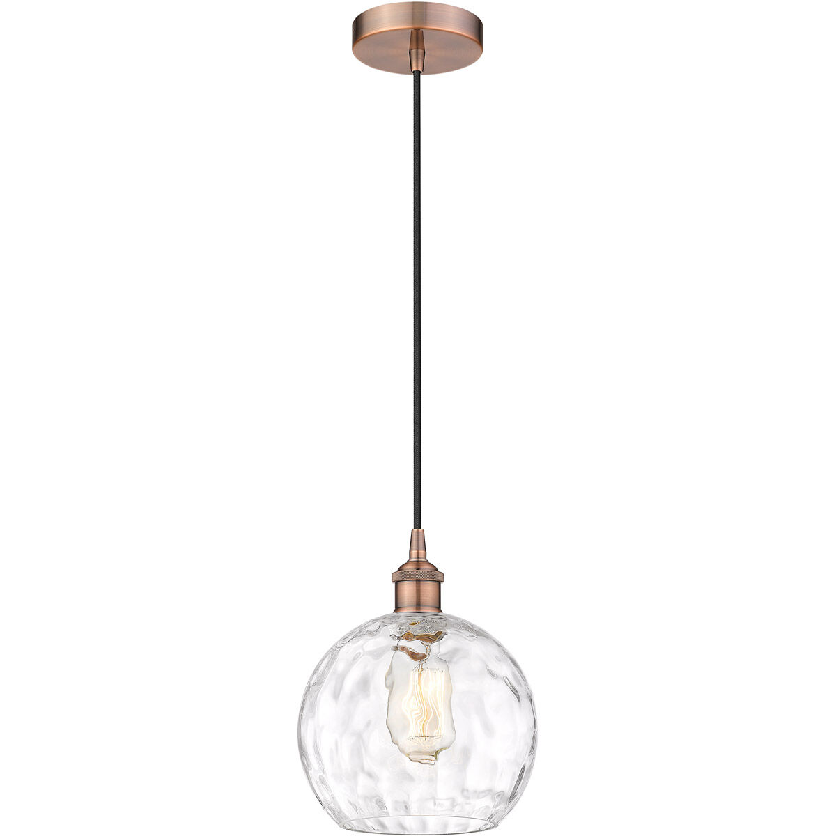 Edison Athens Water Glass LED 8 inch Antique Copper Mini Pendant Ceiling Light