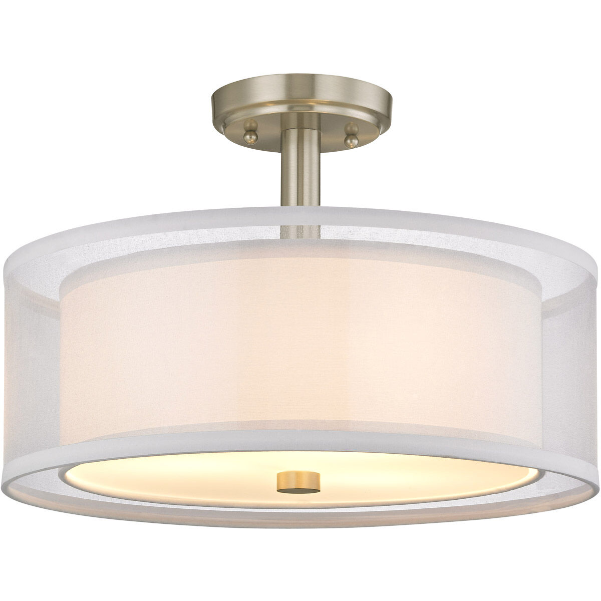 Signature 3 Light 16 inch Satin Nickel Semi Flush Mount Ceiling Light