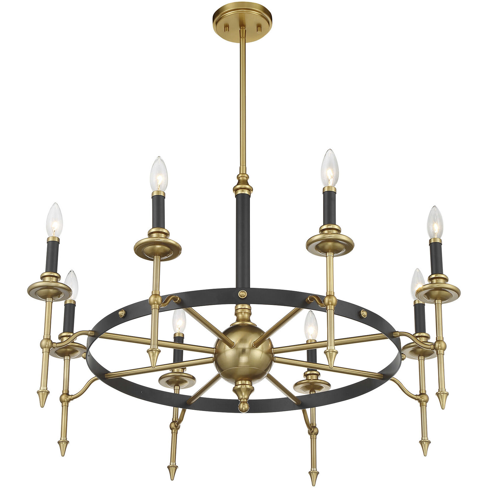 Consulate 8 Light 34 inch Matte Black and Warm Brass Chandelier Ceiling Light