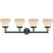Fulton 4 Light 33.5 inch Black Antique Brass Bath Vanity Light Wall Light in Matte White Glass