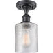 Ballston Cobbleskill 1 Light 5 inch Matte Black Semi-Flush Mount Ceiling Light in Clear Glass, Ballston