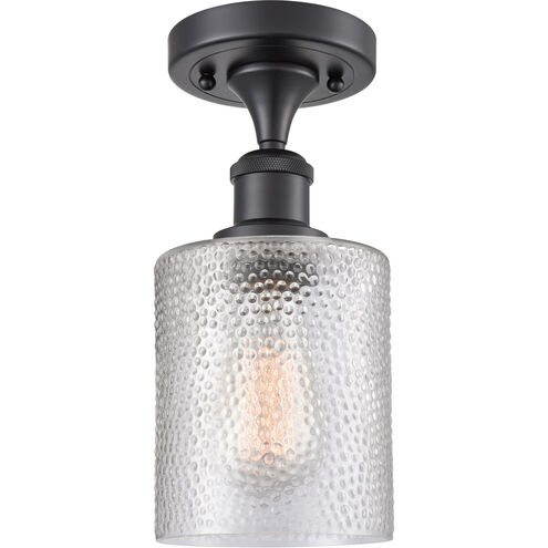 Ballston Cobbleskill 1 Light 5 inch Matte Black Semi-Flush Mount Ceiling Light in Clear Glass, Ballston
