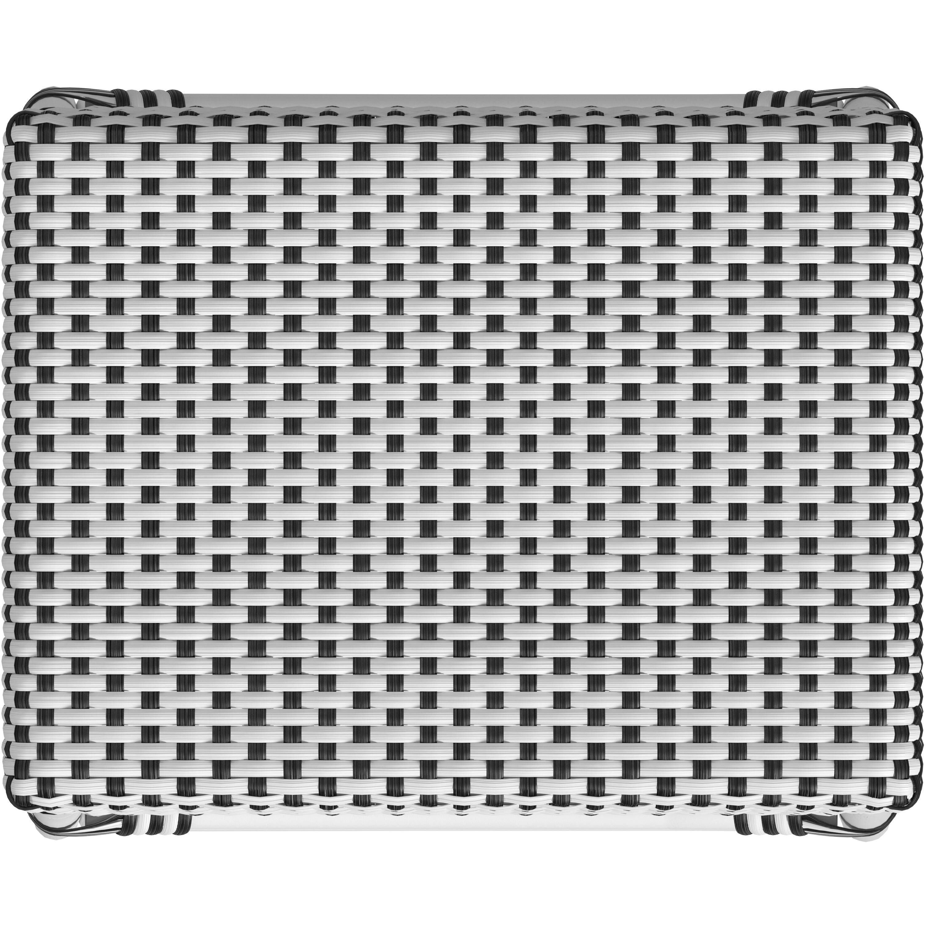 Robias Rectangular Rattan 24.5" Counter Stool in White and Black Dot