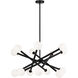 Matchstix 14 Light 34.75 inch Black Pendant Ceiling Light in Black and Opal Glass
