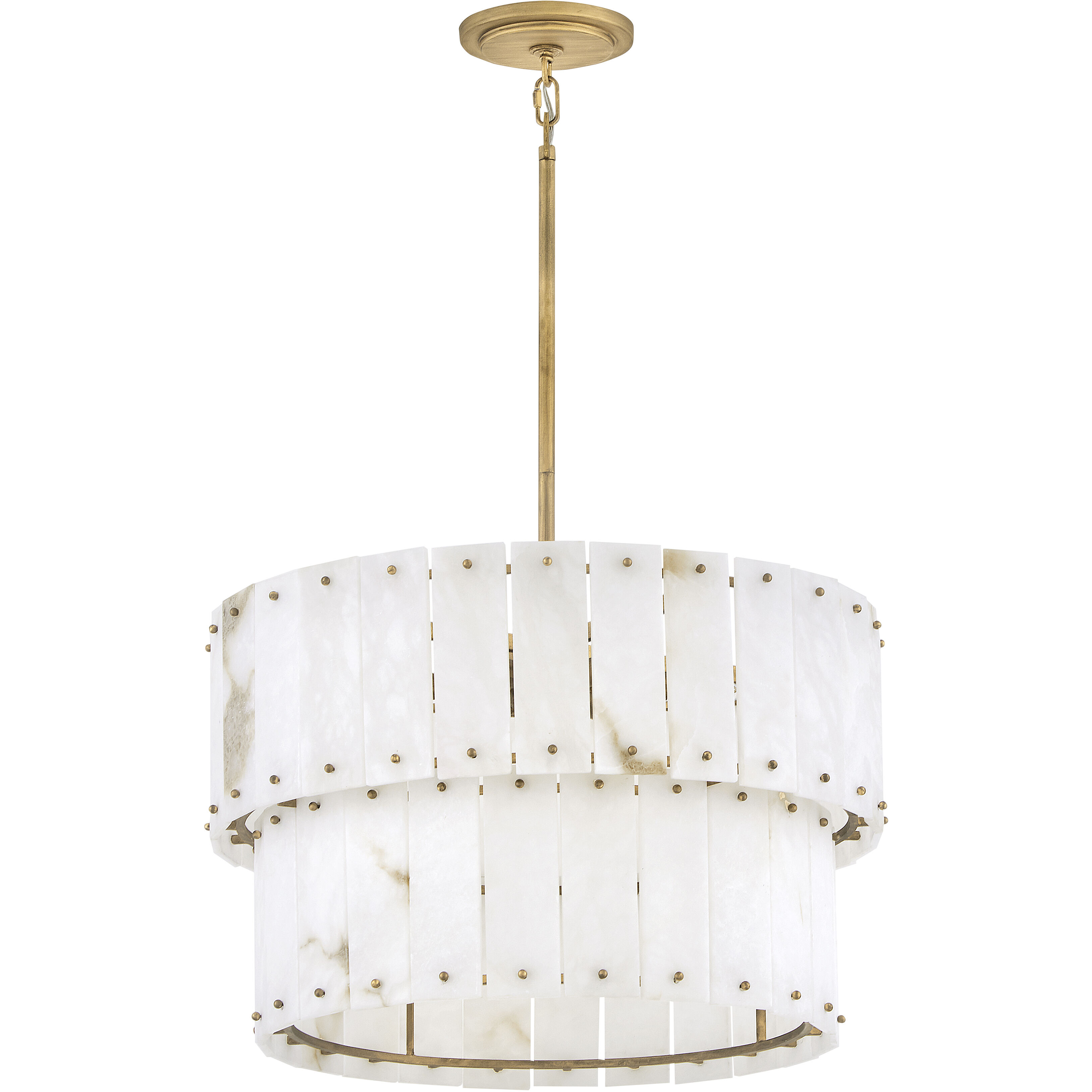 Simone LED 24 inch Burnished Gold Chandelier Ceiling Light in Alabaster, Drum