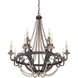 Menard 12 Light 38 inch Fossil Stone Chandelier Ceiling Light, 10ft of chain 12ft  wire