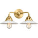 Nouveau 2 Halophane 2 Light 17 inch Satin Gold Bath Vanity Light Wall Light in Matte White Halophane Glass