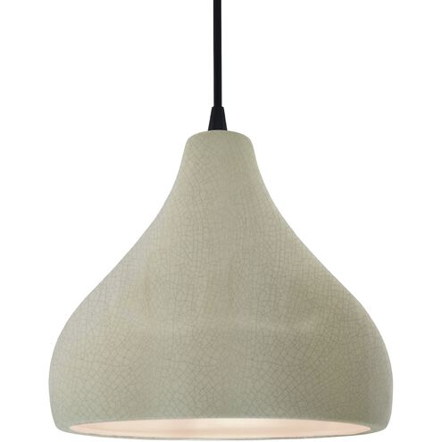 Radiance 1 Light 11.5 inch Celadon Green Crackle and Matte Black Pendant Ceiling Light