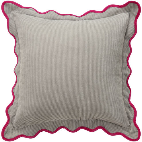 Sophie 22 X 7 inch Light Grey and Charcoal and Hot Pink Pillow