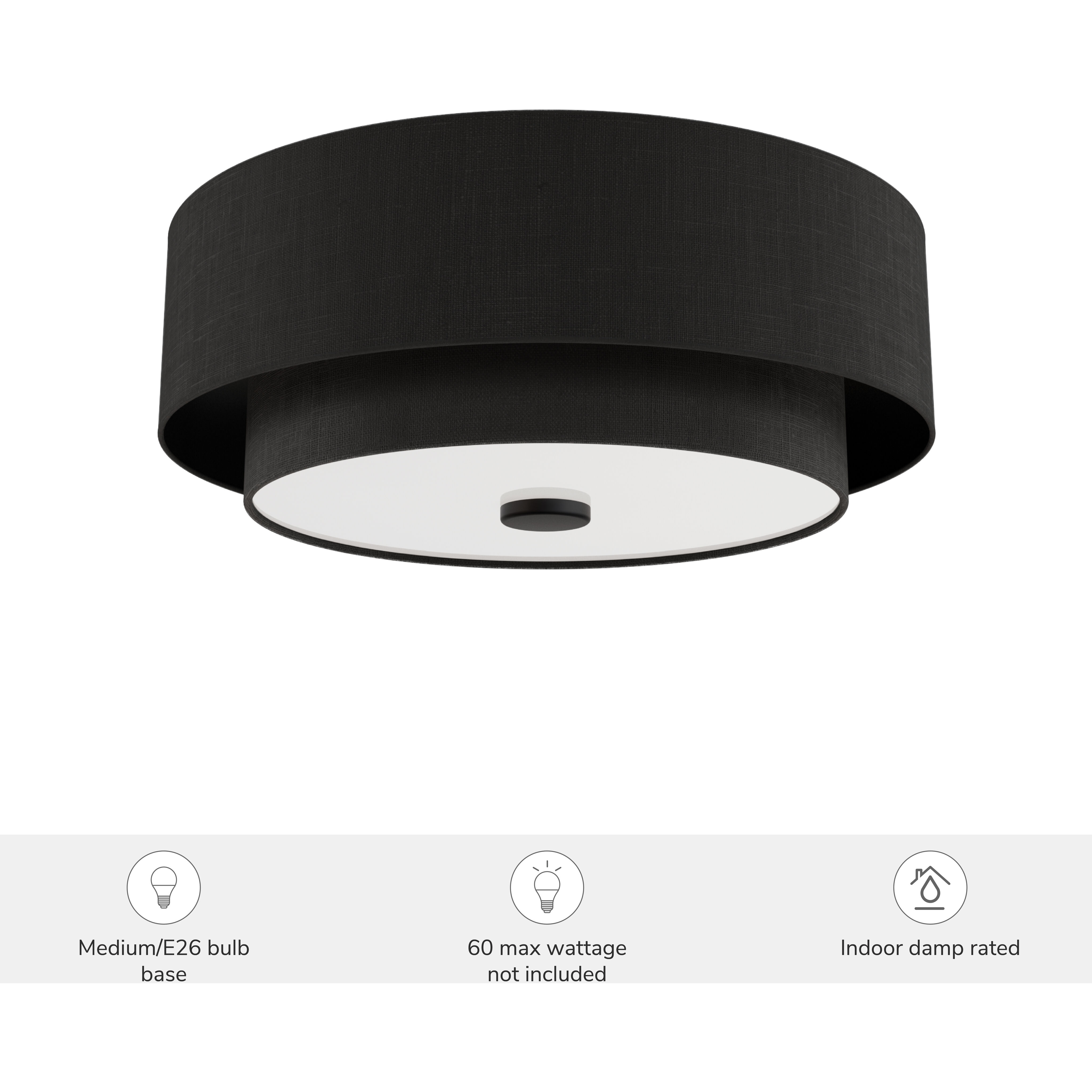 Brookside 2 Light 13.25 inch Matte Black Flush Mount Ceiling Light, Medium