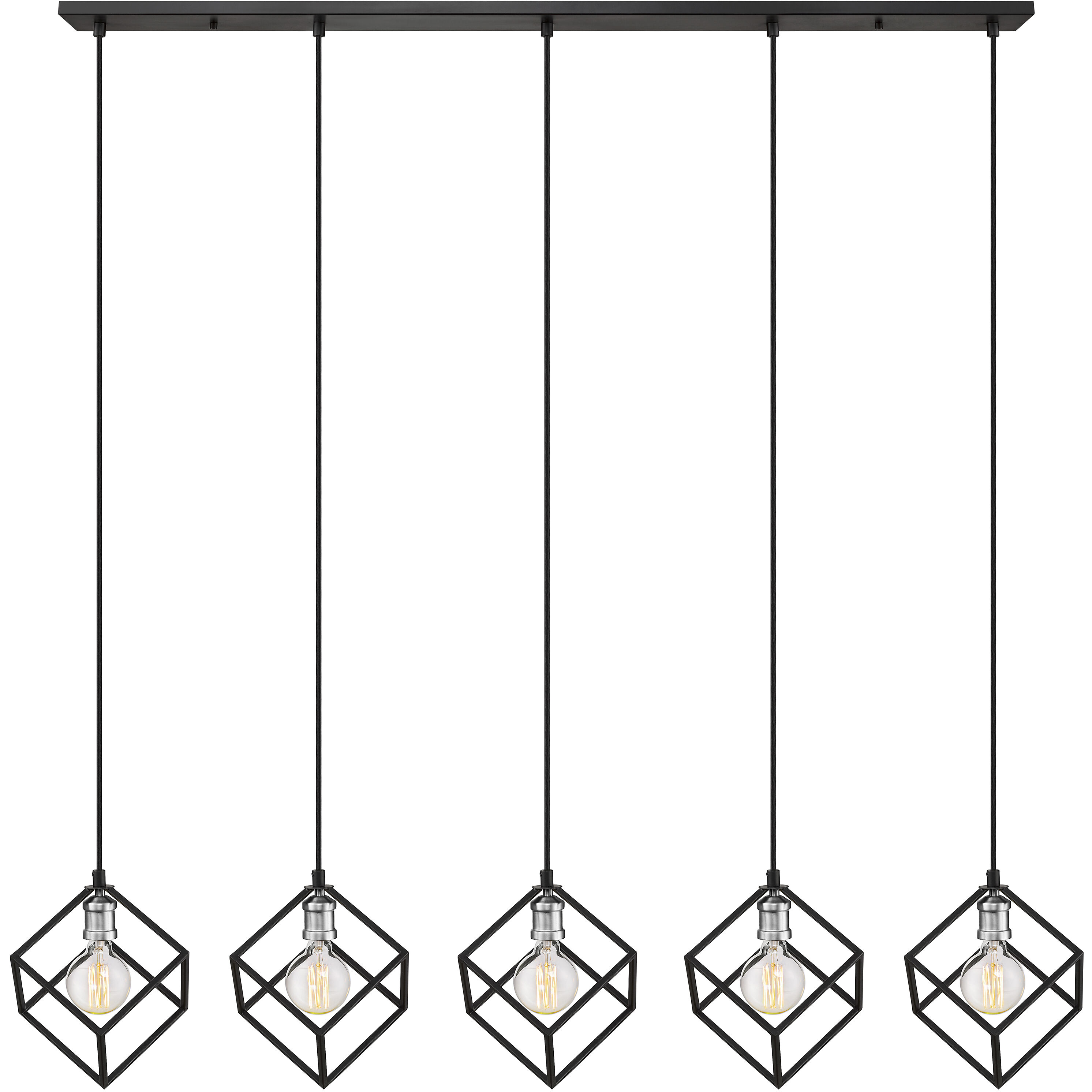 Vertical 5 Light 54 inch Matte Black and Brushed Nickel Linear Chandelier Ceiling Light