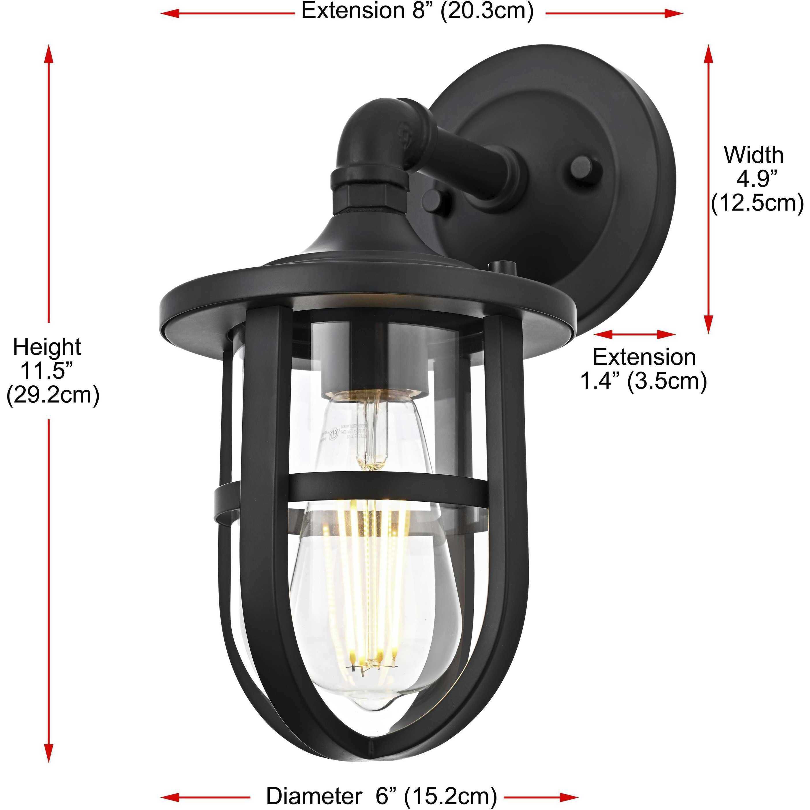 Hugo 1 Light 11.5 inch Black Outdoor Wall Sconce