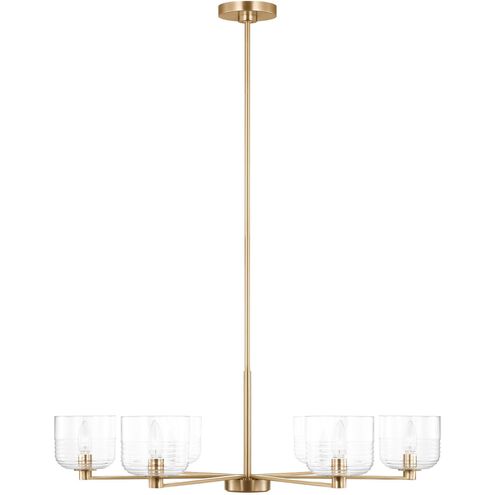 Drew & Jonathan Lochdale 6 Light 33.88 inch Satin Brass Chandelier Ceiling Light, Large