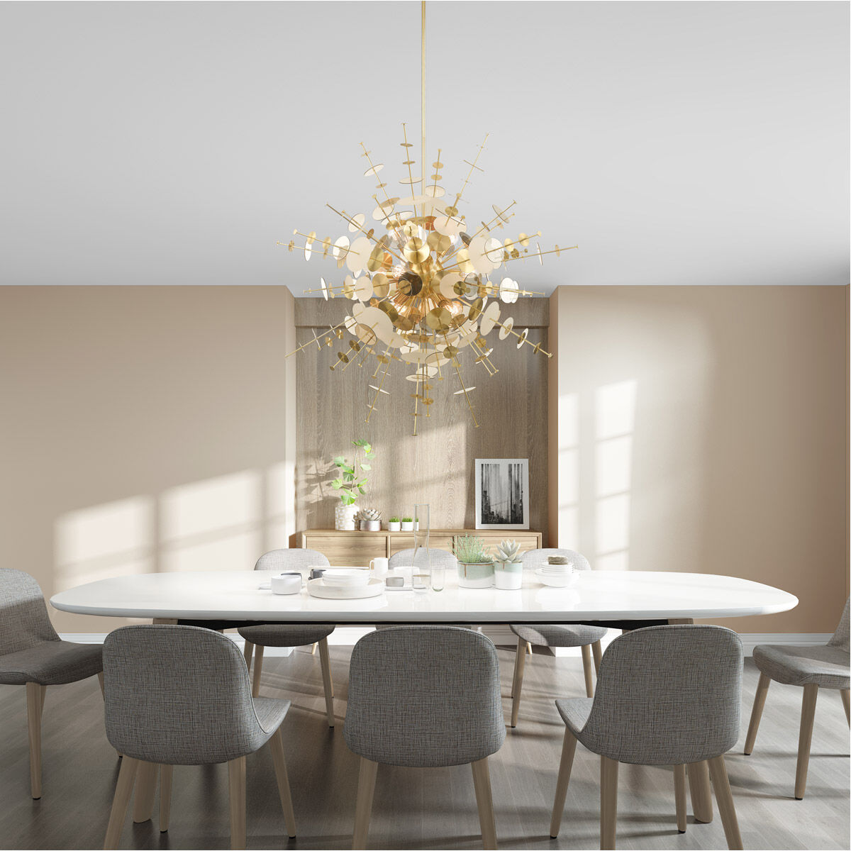 Circulo 12 Light 50 inch Satin Brass Grand Foyer Pendant Chandelier Ceiling Light