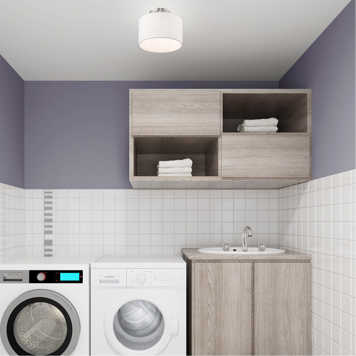 Clark 1 Light 10 inch Brushed Nickel Semi-Flush Mount Ceiling Light