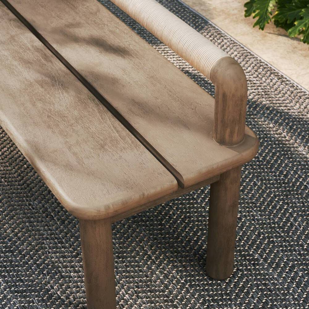 Escape Weathered Teak and Pebble Outdoor Bench