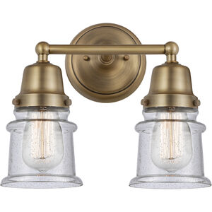 Aditi Canton 2 Light 13 inch Brushed Brass Bath Vanity Light Wall Light in Seedy Glass