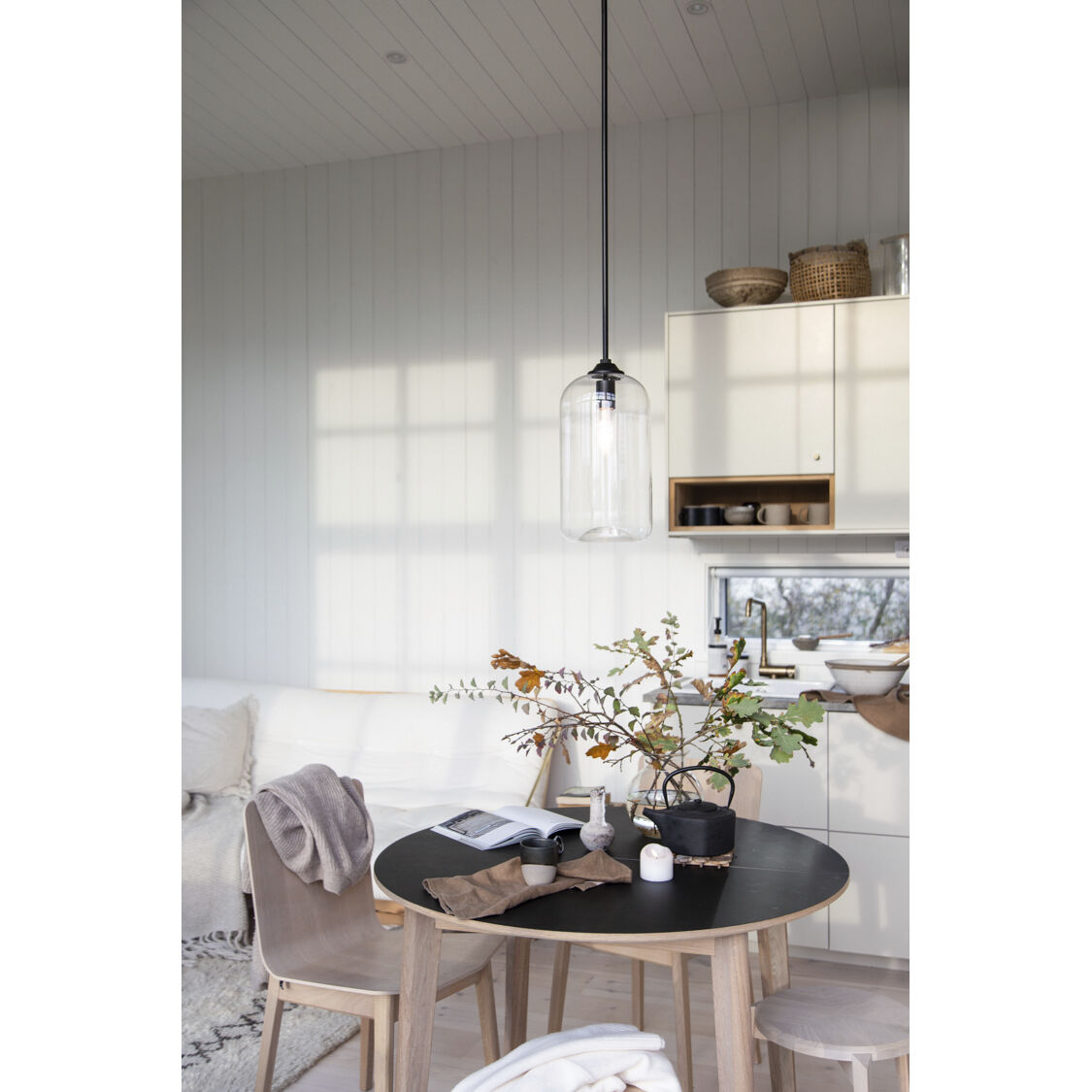 District 1 Light 8 inch Soft Black Pendant Ceiling Light, Clear Glass