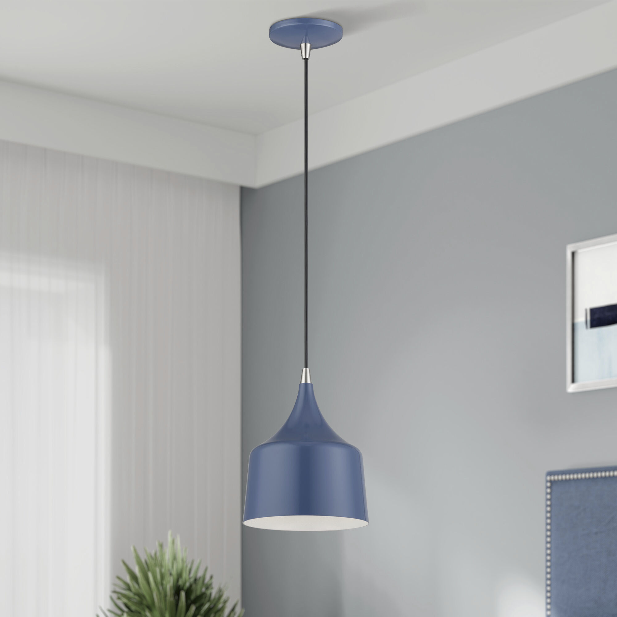 Bolita 8 inch Ocean Blue with Brushed Nickel Accents Pendant Ceiling Light