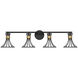 Breur 4 Light 38 inch Black with Warm Brass Accents Bathroom Vanity Light Wall Light