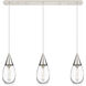 Malone 3 Light 37.75 inch Polished Nickel Linear Pendant Ceiling Light in Clear Glass