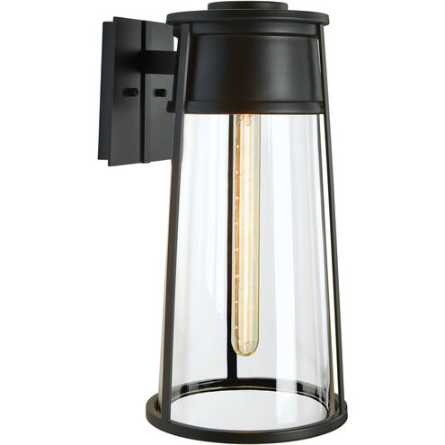 Cone 1 Light 12.75 inch Matte Black with Clear Outdoor Wall Sconce, Small