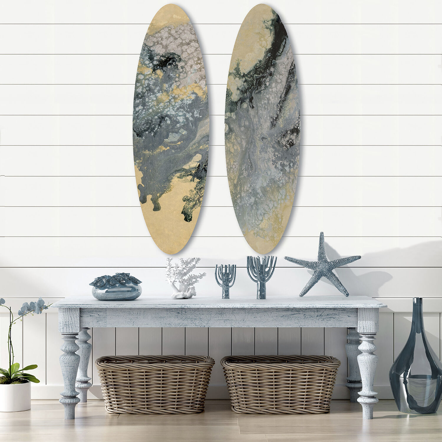 Tidal Blue and Beige Wall Sculpture, The Studio