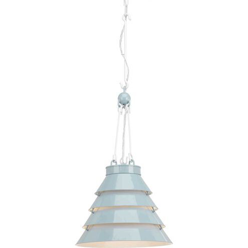 Point Dume™ Surfrider 1 Light 13.88 inch Matte Blue Enamel Pendant Ceiling Light, Design Series