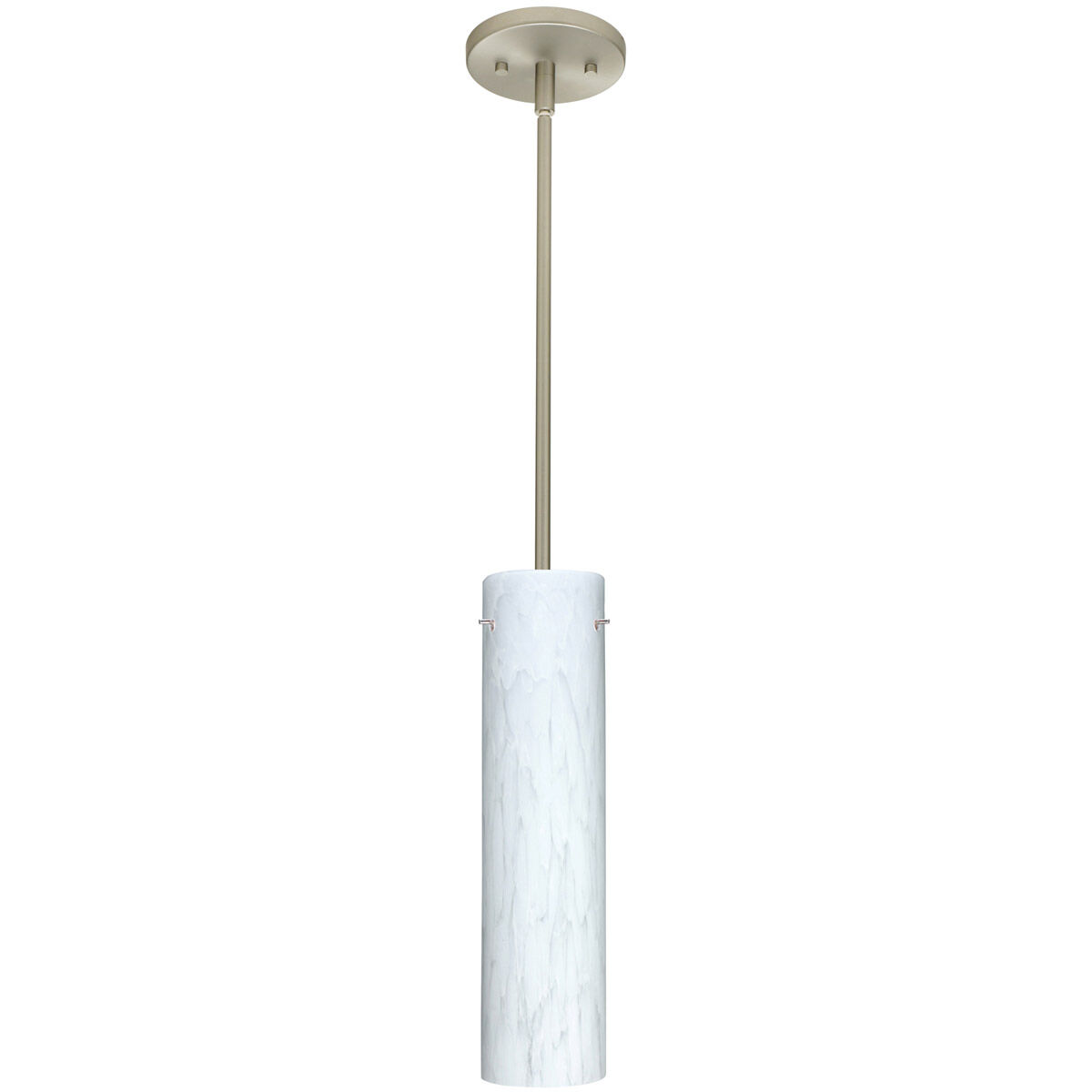 Stilo 16 1 Light 4 inch Satin Nickel Stem Pendant Ceiling Light in Carrera Glass, Incandescent