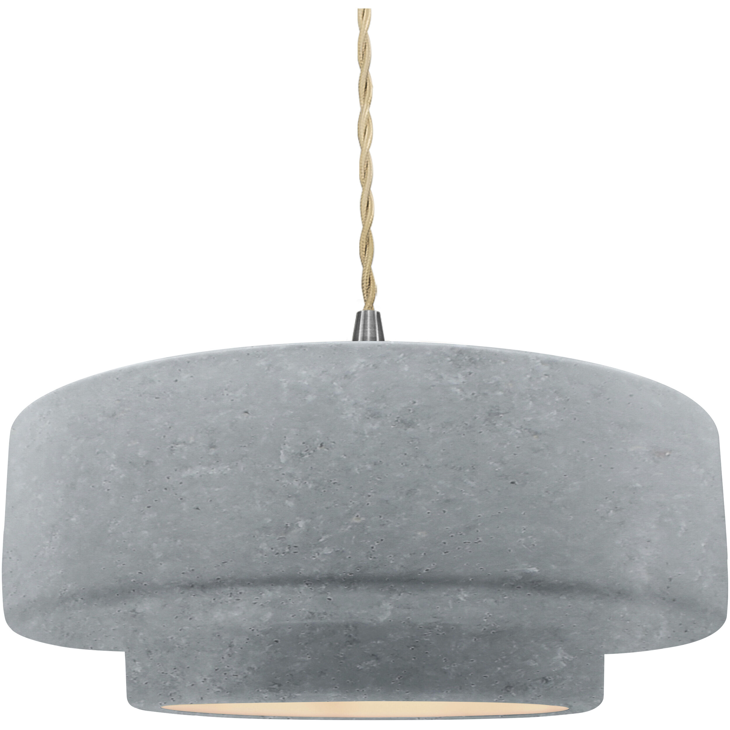 Radiance Collection - Tier Pendant Ceiling Light in Brushed Nickel, Replaceable Bulb, Beige Twist Cord, Concrete, 14.5W x 5.25H, Form+Finish+Function