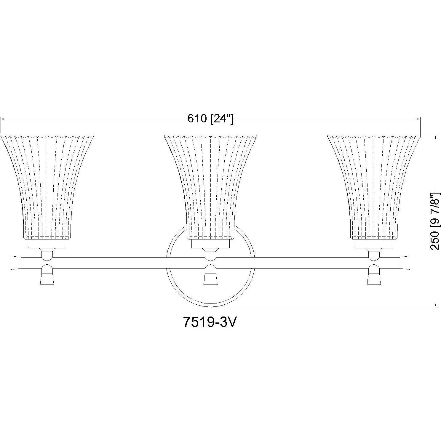 Belle 3 Light 24 inch Brushed Nickel Bath Vanity Light Wall Light