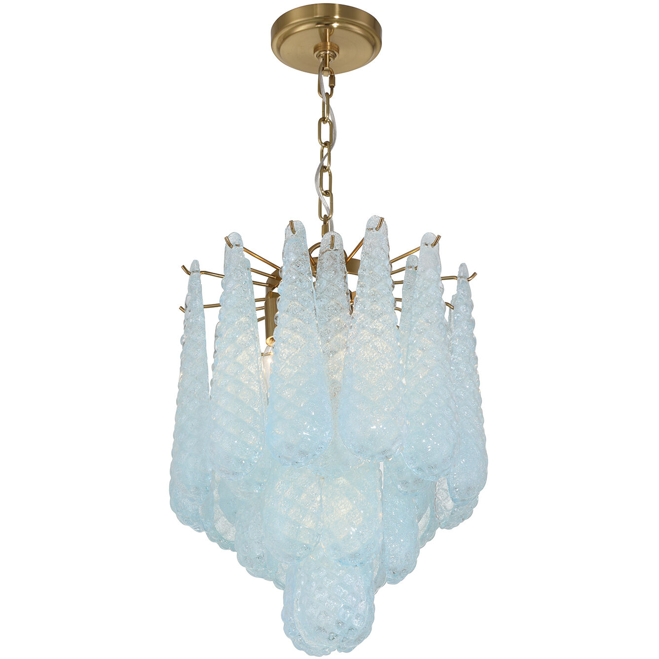 Ollie 4 Light 14.25 inch Aged Brass Chandelier Ceiling Light in Sand Glass Blue