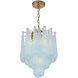 Ollie 4 Light 14.25 inch Aged Brass Pendant Ceiling Light in Sand Glass Blue