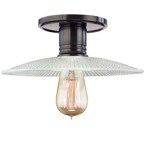 Heirloom 1 Light 10 inch Old Bronze Semi Flush Ceiling Light in Ribbed Clear Glass, GS4, No