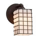 Wire Glass LED 6 inch Polished Chrome Wall Sconce Wall Light in 700 Lm LED, Grid with Clear Bubbles, Square with Flat Rim