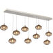 Coppa 9 Light Beige Silver Linear Pendant Ceiling Light in Metallic Beige Silver, Coppa Bronze, Multi-Port