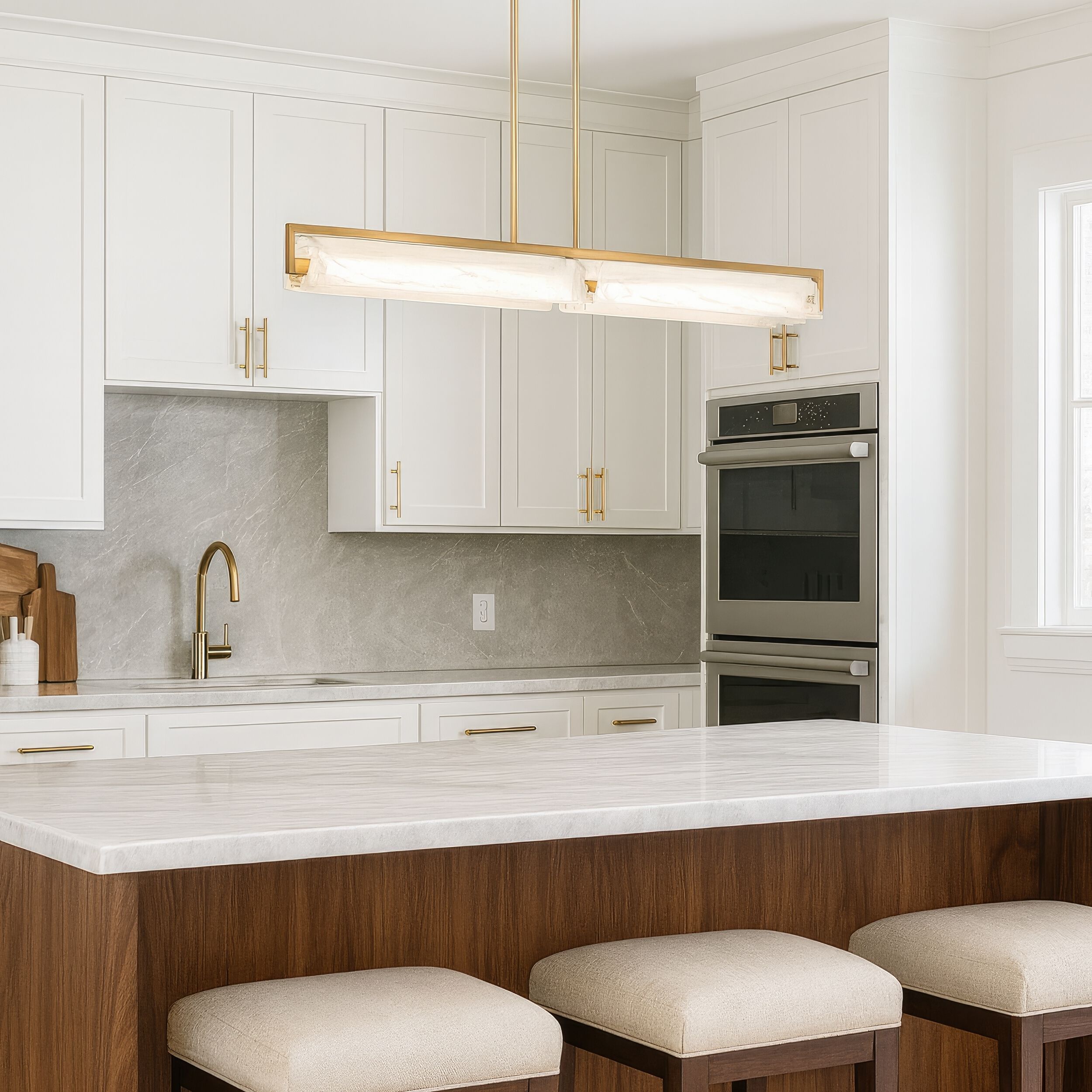 Mingle 2 Light 42 inch Satin Brass Linear Pendant Ceiling Light