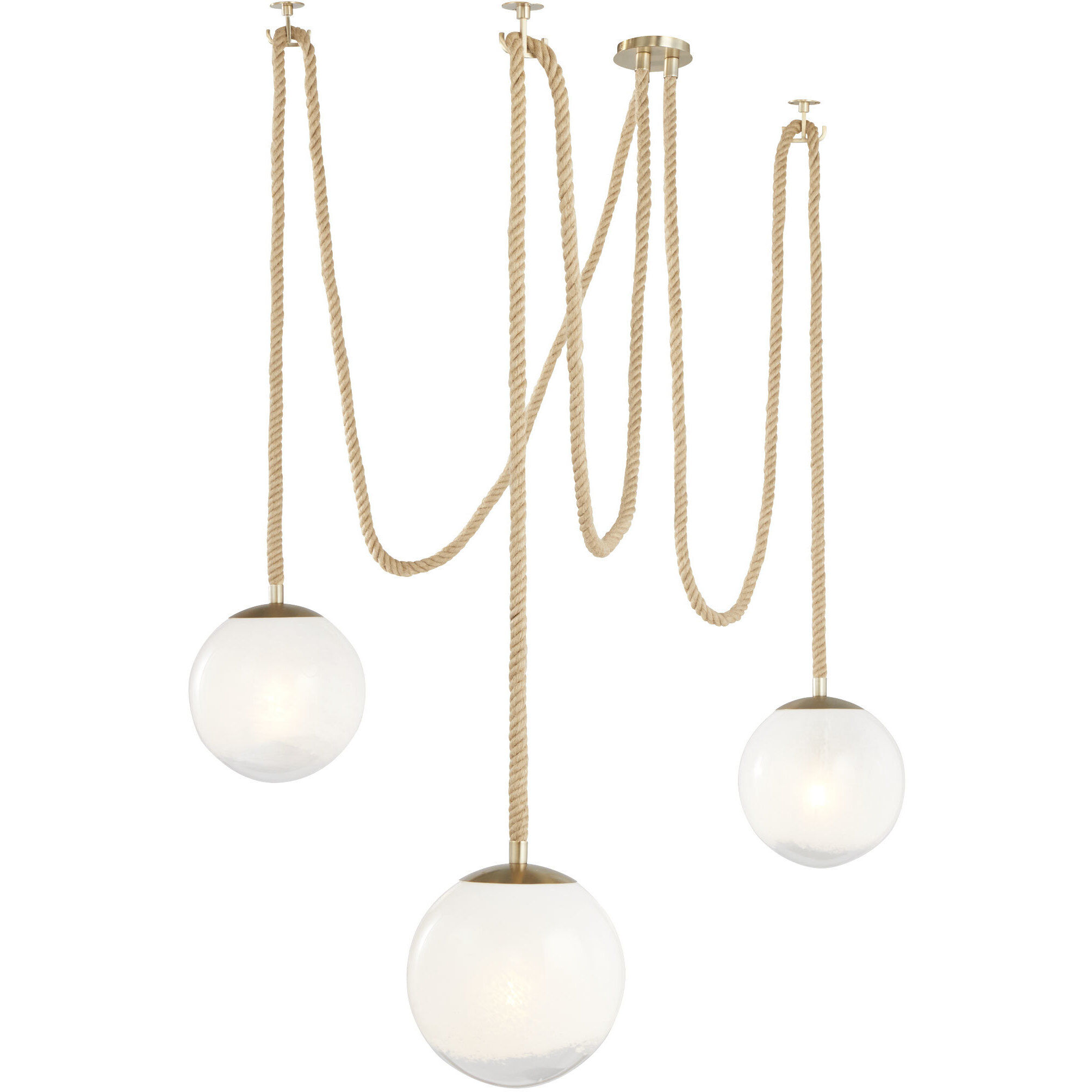 Rockport 3 Light 12 inch Aged Brass and Brown Pendant Ceiling Light