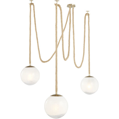 Rockport 3 Light 12 inch Aged Brass and Brown Pendant Ceiling Light