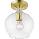 Aldrich 1 Light 8 inch Satin Brass with Polished Brass Accent Semi-Flush Ceiling Light