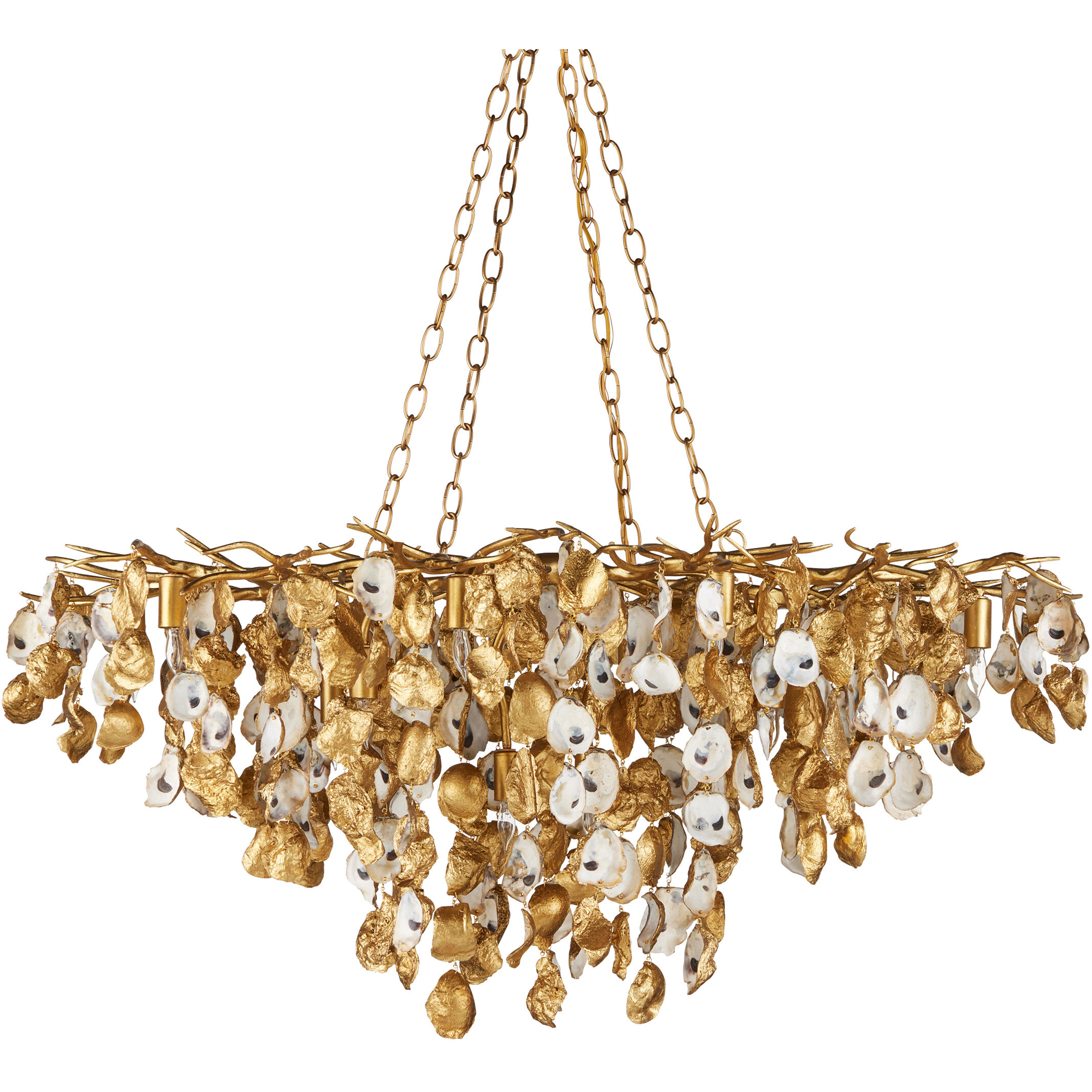 Lucullan 14 Light 43.5 inch Contemporary Gold Leaf/Contemporary Gold/Natural Chandelier Ceiling Light